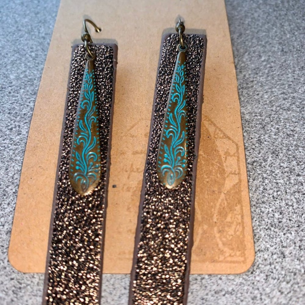 3 for $50 - "Toscana" leather bar earrings